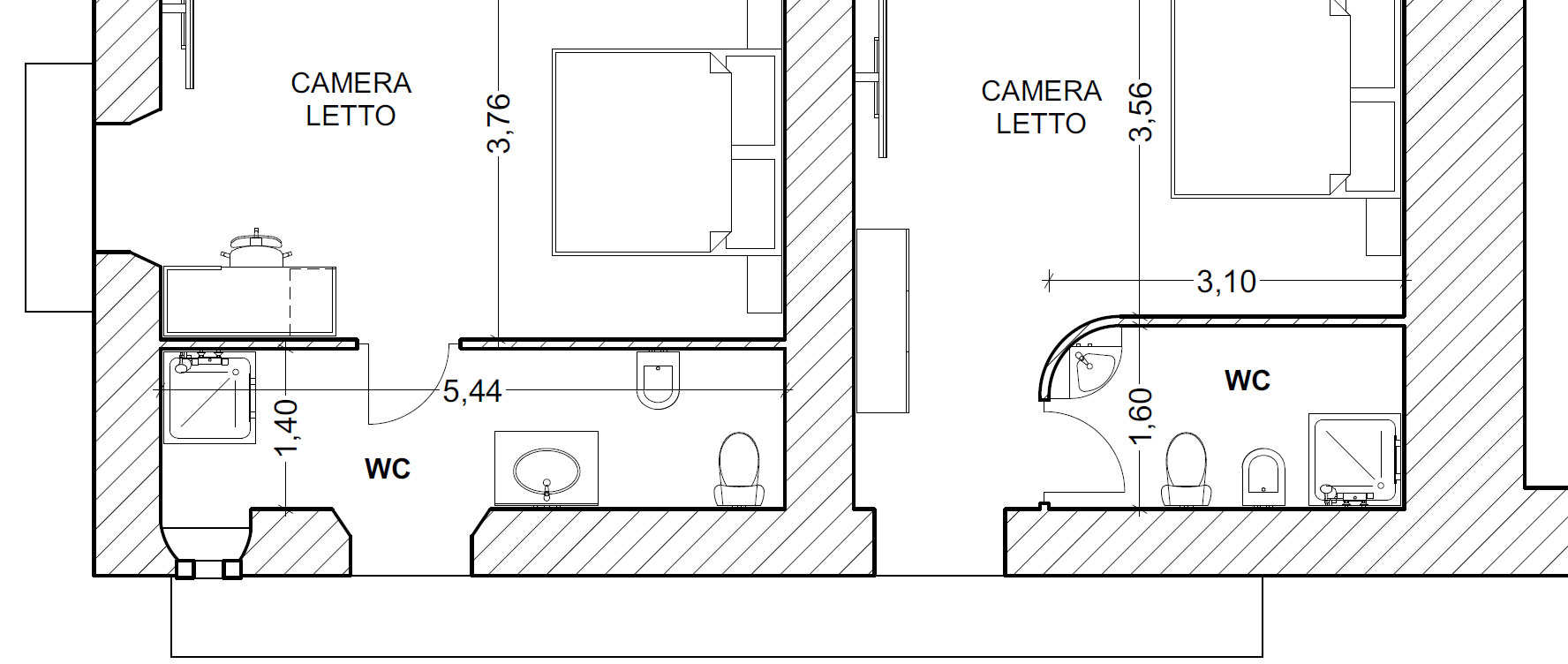 Piante stato di fatto e di progetto con panoramica dei lavori ipotizzati